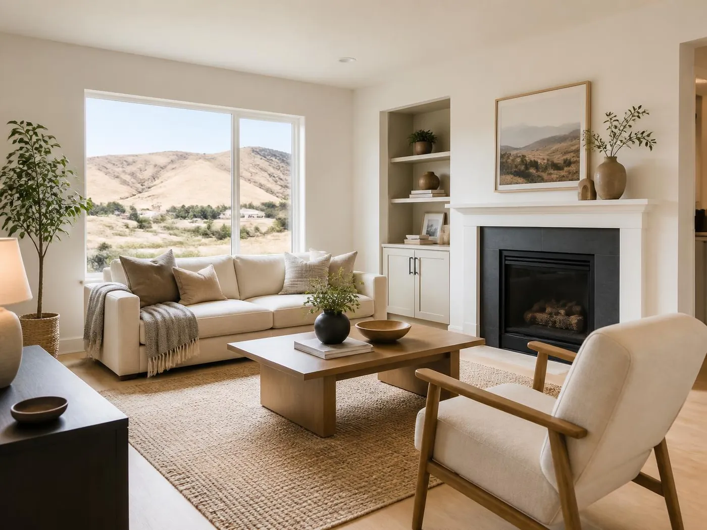 Bright, well-maintained living room in a Boise rental home